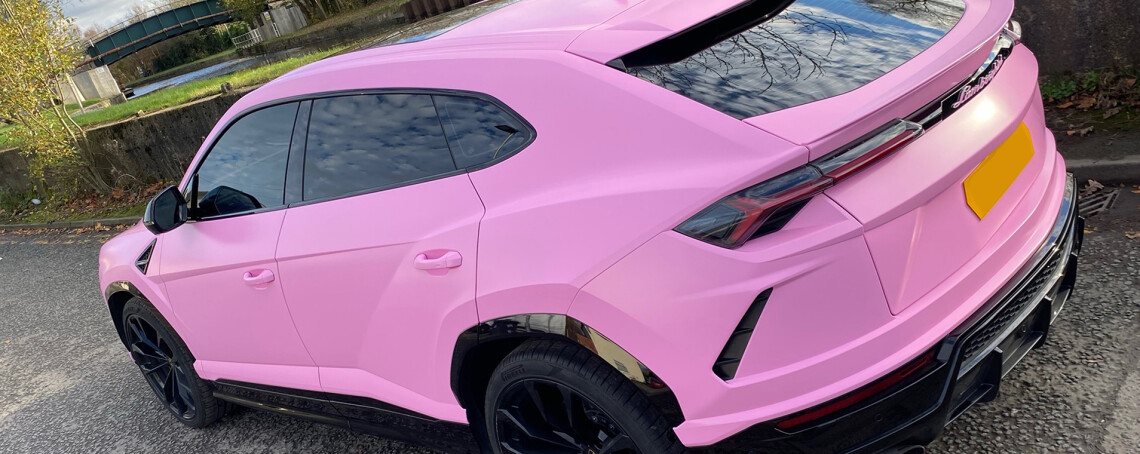 Lamborghini Urus wrapped in Satin Bubblegum Pink - Wrapvehicles Manchester