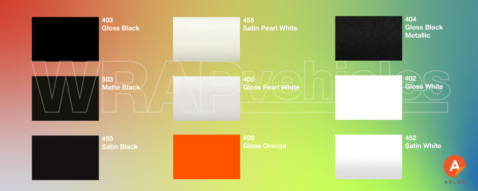 Arlon Vehicle Wrap Colours