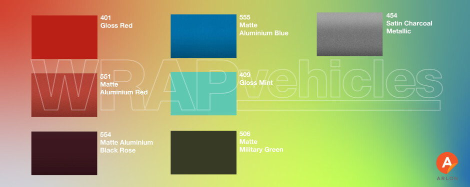 Arlon Vehicle Wrap Colours
